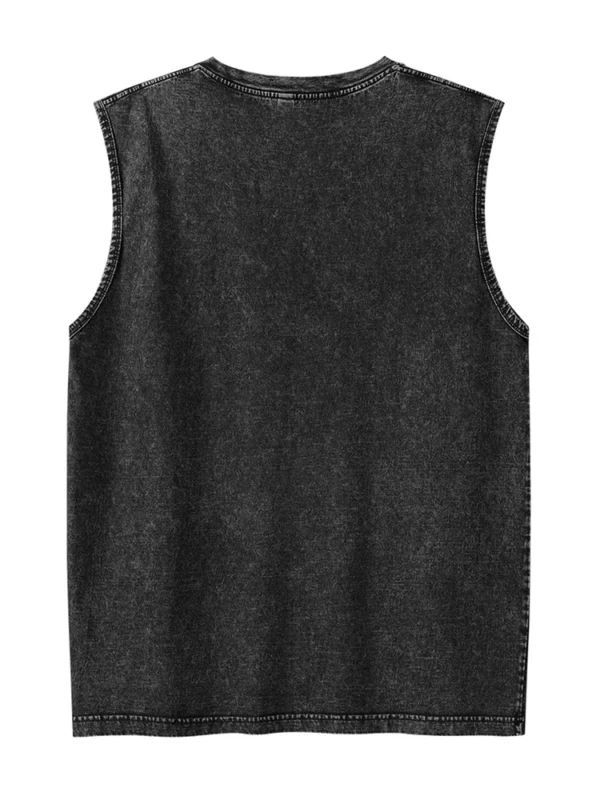 Summer Men's Washed Cotton Tank Tops Muscle Gym Sleeveless Workout T Shirts Running Beach Loose Cutoff Tees 5