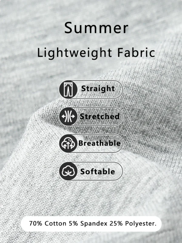 Summer Men\'s Sport Pants Lightweight Cotton Straight Leg Grey Sweatpants Loose Fit Jogging Pants Casual Home Gym Trousers 2