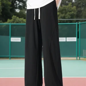 Summer Men\'s Sport Pants Lightweight Cotton Straight Leg Grey Sweatpants Loose Fit Jogging Pants Casual Home Gym Trousers 5