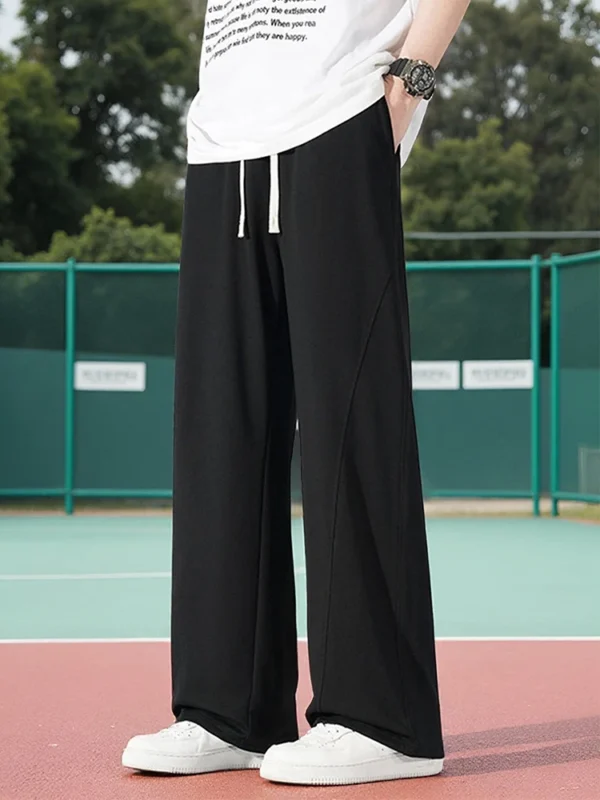 Summer Men\'s Sport Pants Lightweight Cotton Straight Leg Grey Sweatpants Loose Fit Jogging Pants Casual Home Gym Trousers 5