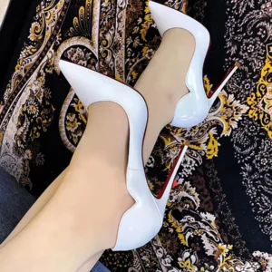 2024 New Spring/Summer 12cm Ultra Shallow Mouth Black Red Bottom High Heels Women's Thin Heels Sexy Pointed Large Single Shoes - Image 4