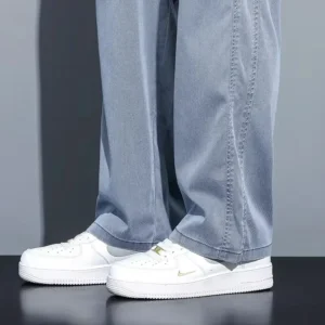 2025 New Summer Soft Lyocell Fabric Men's Jeans Thin Loose Straight Pants Drawstring Elastic Waist Korea Casual Trousers - Image 6