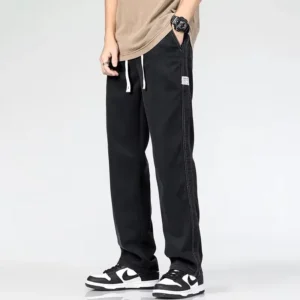 2025 New Summer Soft Lyocell Fabric Men's Jeans Thin Loose Straight Pants Drawstring Elastic Waist Korea Casual Trousers - Image 4