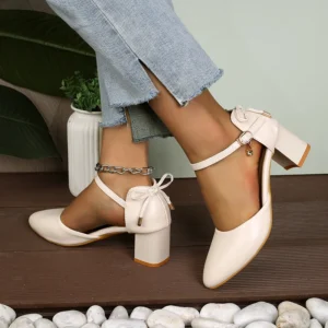 2025 Spring/Summer Hot Sale！Fairy Style Thin-Strap High Heels - Bowknot with Golden Buckle, Comfortable & Versatile - Image 6