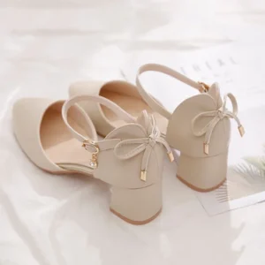 2025 Spring/Summer Hot Sale！Fairy Style Thin-Strap High Heels - Bowknot with Golden Buckle, Comfortable & Versatile - Image 1