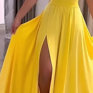 2026 Casual Sexy Slit Lace-Up Backless Camisole Dress, Elegant Sleeveless V-Neck Cinched Waist Dress, Women's Party Outfit - Image 6