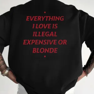 2026 New Funny Everything I Love Is Illegal Men Breathable Print Short Sleeve Streetwear Men's T Shirt Top - Image 2