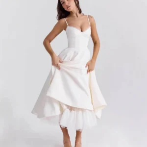 2026 Spring/summer High End Satin Strapless Heavy Industry French Waist Strap Sexy Hot Girl Medium Long Dress Women Elegant - Image 4