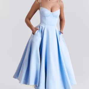 2026 Spring/summer High End Satin Strapless Heavy Industry French Waist Strap Sexy Hot Girl Medium Long Dress Women Elegant - Image 5