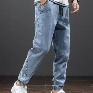 Spring Summer Black Blue Cargo Jeans Men Streetwear Denim Jogger Pants Men Baggy Harem Jean Trousers Plus Size 2