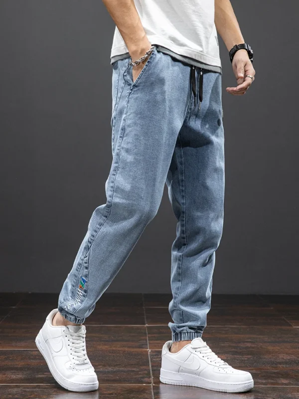 Spring Summer Black Blue Cargo Jeans Men Streetwear Denim Jogger Pants Men Baggy Harem Jean Trousers Plus Size 2