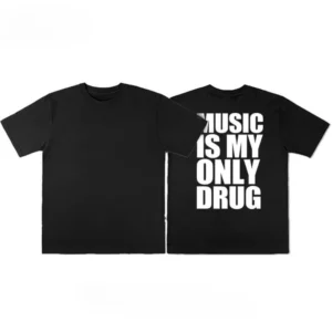 Alphabet Musicis My Only Drug Fun English Short-sleeved T-shirt Summer Cotton Short Sleeved Trendy Niche Men Women Streetwear - Image 2