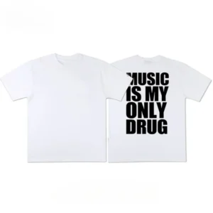 Alphabet Musicis My Only Drug Fun English Short-sleeved T-shirt Summer Cotton Short Sleeved Trendy Niche Men Women Streetwear - Image 3