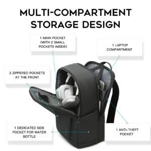 BANGE New Casual Multi-Pockets Big Capacity Daily 15.6inch Laptop Light Waterproof For Business Trip Roomy Men Backpack with YKK - Image 3