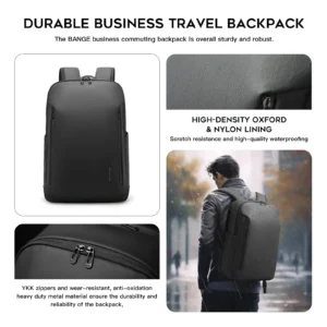 BANGE New Casual Multi-Pockets Big Capacity Daily 15.6inch Laptop Light Waterproof For Business Trip Roomy Men Backpack with YKK - Image 4