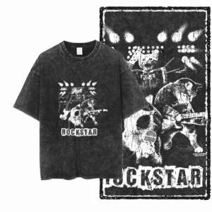 COOLMIND DB cat Printed Cotton Acid Washed Exclusive Graphic Unisex T Shirt Cool Streetwear Men Tshirts Big Size Tee for men - Image 5