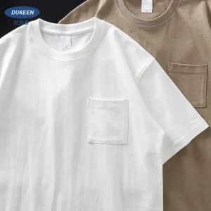 Dukeen 320gsm Heavy Short-Sleeved T-Shirt Men's Summer Vintage Half-Sleeve Pure Cotton Tees White Tops for Unisex - Image 2