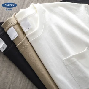 Dukeen 320gsm Heavy Short-Sleeved T-Shirt Men's Summer Vintage Half-Sleeve Pure Cotton Tees White Tops for Unisex - Image 3