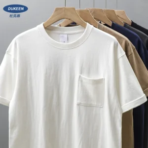 Dukeen 320gsm Heavy Short-Sleeved T-Shirt Men's Summer Vintage Half-Sleeve Pure Cotton Tees White Tops for Unisex - Image 1