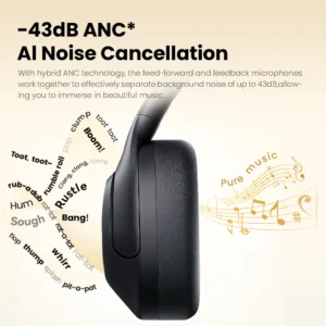 HAYLOU S30 Wireless Bluetooth 5.4 Headphones 43dB Adaptive Noise Cancelling Headsets 40mm Driver 80H Playtime Earphones - Image 4