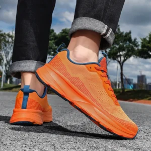Men's Laced Mesh Comfortable Breathable Lightweight Wide Palm Shoes Rebound Sole Park Running Sports Shoes - Image 2
