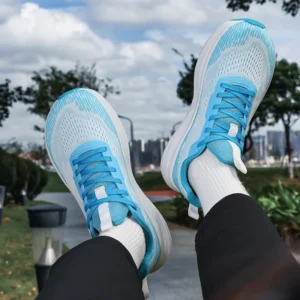 Men's Laced Mesh Comfortable Breathable Lightweight Wide Palm Shoes Rebound Sole Park Running Sports Shoes - Image 4