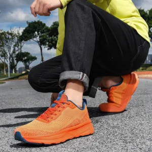Men's Laced Mesh Comfortable Breathable Lightweight Wide Palm Shoes Rebound Sole Park Running Sports Shoes - Image 3