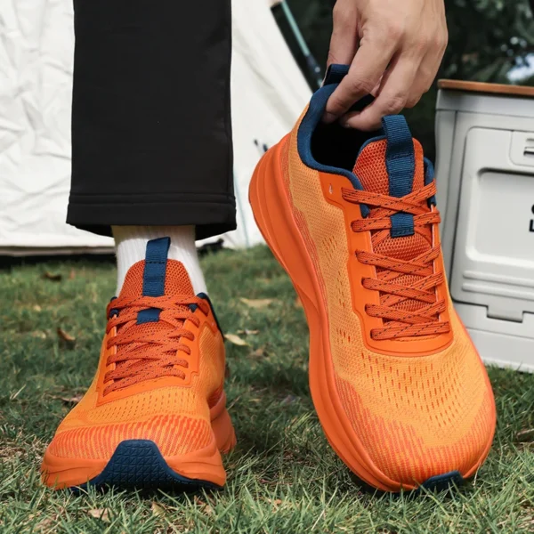 Men's Laced Mesh Comfortable Breathable Lightweight Wide Palm Shoes Rebound Sole Park Running Sports Shoes