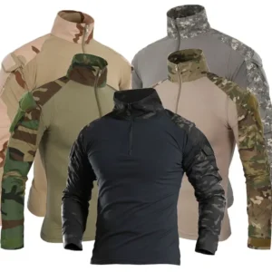 Outdoor Tactical Hiking T-Shirts Men Combat Military Army CP Camouflage Long Sleeve Hunting Climbing Shirt Cotton Sport Clothes - Image 1