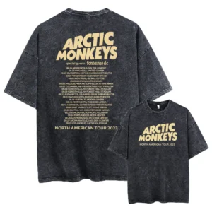 Retro Rock Arctic Monkeys Music Album Graphic T-Shrit Men's Vintage Washed Oversized Short Sleeve T Shirt Y2k Hip Hop Streetwear - Image 2
