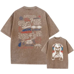Retro Rock Arctic Monkeys Music Album Graphic T-Shrit Men's Vintage Washed Oversized Short Sleeve T Shirt Y2k Hip Hop Streetwear - Image 4