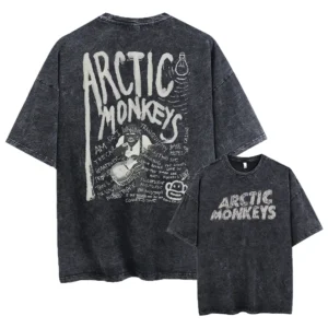Retro Rock Arctic Monkeys Music Album Graphic T-Shrit Men's Vintage Washed Oversized Short Sleeve T Shirt Y2k Hip Hop Streetwear - Image 1