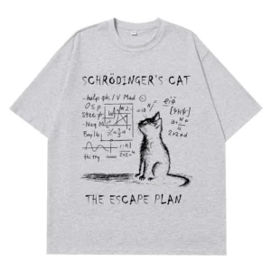 Schrodinger Cat Physics Quantum Mechanics Creative Print Summer Short-sleeved Cotton T Shirt Men Women Streetwear Loose T-shirts - Image 3