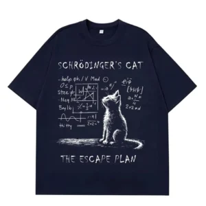Schrodinger Cat Physics Quantum Mechanics Creative Print Summer Short-sleeved Cotton T Shirt Men Women Streetwear Loose T-shirts - Image 4