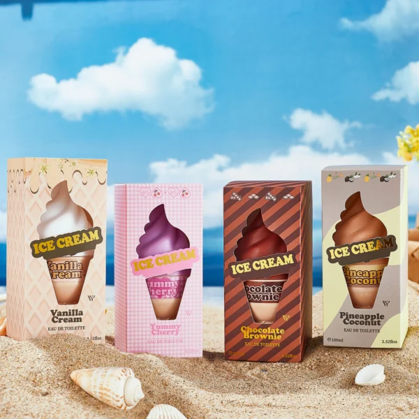 Summer Beach Ice Cream Perfume, 4 Sweet Dessert Scents, Long Lasting Eau de Parfum for Daily Wear, Cute Novelty Gift for Her