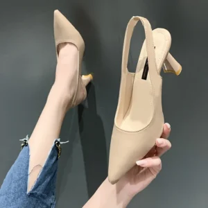 Summer Fashion New Breathable Pointed Toe Stiletto Heel PU Comfortable and Elegant Women's Shoes Shallow Mouth Sexy Sandals - Image 2