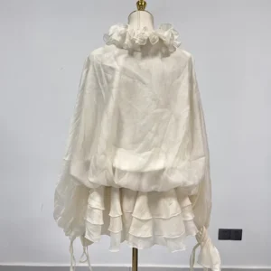 TWOTWINSTYLE Solid Loose Spliced 3D Flowers Dresses for Women V Neck Long Sleeves Patchwork Ruffles Fold Dress Female Clothing - Image 6