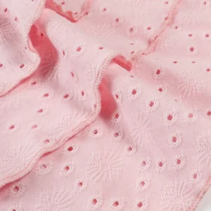 Women's Solid Colour Burned Flower Embroidery Ruffled Hem Mini Sleeveless Dress Elegant, Sensual, Pink Girly Style - Image 5