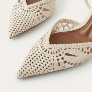 Woven Openwork Singback High-Heeled Sandals Women Sexy Pointed-Toe High Heels for Ladies Summer Comfortable Elegant Women Shoes - Image 2