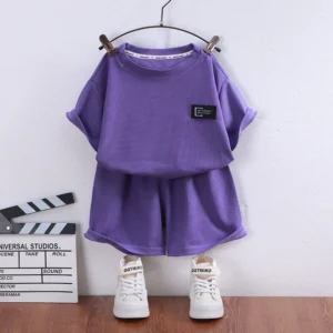 1-10Y Boys and Girls Clothing Set Summer Korean Waffle Children's Clothing Children's Comfortable Breathable Casual Set - Image 5