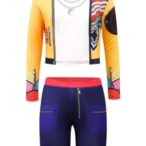 2026 Kids Girl Kpop Stage Performance Costume Hip Hop Outfit Cropped Jacket+Shorts 2PCS/Sets Streetwear Idol Concert Dance Party - Image 6