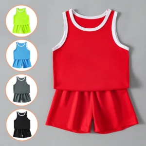 2/4Pcs Summer Children's Quick-drying Sports Suit Boys Casual Ball Sleeveless T-shirt Girls Joker Mixed Color Combination Shorts - Image 5
