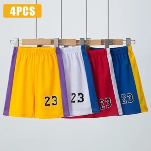 2/4Pcs Summer Children's Quick-drying Sports Suit Boys Casual Ball Sleeveless T-shirt Girls Joker Mixed Color Combination Shorts - Image 3