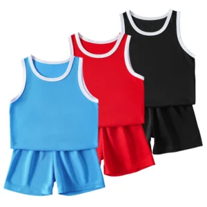 2/4Pcs Summer Children's Quick-drying Sports Suit Boys Casual Ball Sleeveless T-shirt Girls Joker Mixed Color Combination Shorts - Image 6