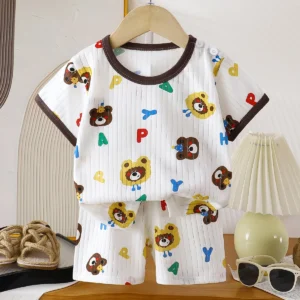 2PCS Children Clothing Set Child T-shirt Suit Summer Cotton New Girls Shorts Clothes Baby Boys Short Sleeve Kid Clothes - Image 3