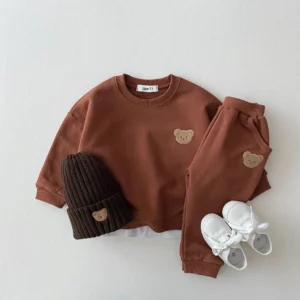 Fashion Toddler Baby Boys Girl Fall Clothes Sets Baby Girl Clothing Set Kids Sports Bear Sweatshirt Pants 2Pcs Suits Outfits - Image 2