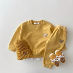Fashion Toddler Baby Boys Girl Fall Clothes Sets Baby Girl Clothing Set Kids Sports Bear Sweatshirt Pants 2Pcs Suits Outfits - Image 3