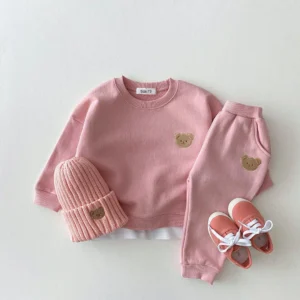 Fashion Toddler Baby Boys Girl Fall Clothes Sets Baby Girl Clothing Set Kids Sports Bear Sweatshirt Pants 2Pcs Suits Outfits - Image 4