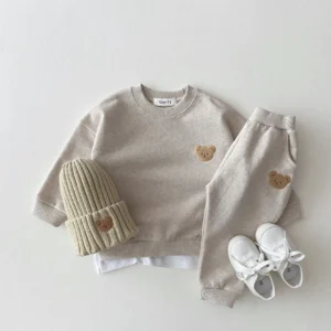 Fashion Toddler Baby Boys Girl Fall Clothes Sets Baby Girl Clothing Set Kids Sports Bear Sweatshirt Pants 2Pcs Suits Outfits - Image 1