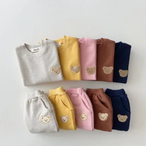 Fashion Toddler Baby Boys Girl Fall Clothes Sets Baby Girl Clothing Set Kids Sports Bear Sweatshirt Pants 2Pcs Suits Outfits - Image 6